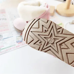 Detailed macro view of anti-slip star pattern sole on kids' pink snow boots
