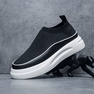 Ανδρικά Fly-knit Sneakers Κάλτσα Αναπνεύσιμα Σόλα Πλατφόρμα Casual Slip-on Παπούτσια Ελαφριά Βρετανικού Στυλ Board Shoes