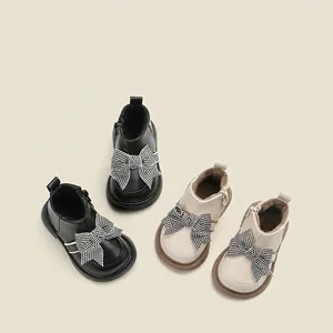 Charmante Baby Mädchen Winterstiefel mit dekorativer karierter Schleife für Kleinkinder