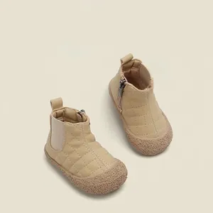 Korean Style Toddler Snow Boots Fleece Lined Warm Winter Shoes Non-Slip Soft Sole Baby Ankle Boots For Boys Girls