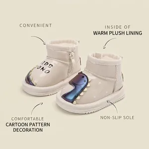 Baby sneeuwlaarzen met cartoon dinosaurus patroon en warme fleece voering