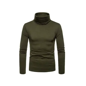 Vista frontale lupetto da uomo verde oliva vestibilità slim a maniche lunghe top