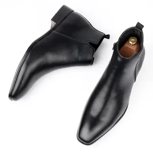 Stivali Chelsea da Uomo Moda Punta Quadrata Piccola Stivaletti Cerniera Laterale Scarpe Casual Calzature in Pelle Sintetica