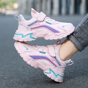 Comfortable pink girls' lightweight outdoor sports running shoes with durable non-slip soles