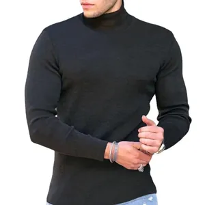 Maglione a dolcevita classico da uomo slim fit a maniche lunghe in nero per autunno e inverno