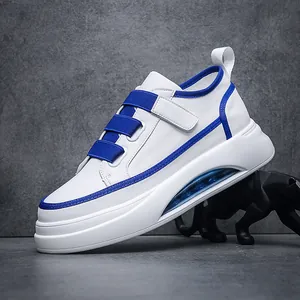 Men's Fashion Chunky Sneakers Color Block Air Cushion Casual Shoes Hook And Loop Microfiber Leather Walking Shoes