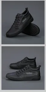Vista dettagliata delle scarpe casual da uomo nere alte con texture in pelle.