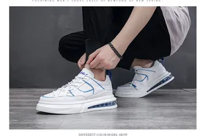 Elegantes zapatillas blancas y azules con cámara de aire para hombre estilo deportivo