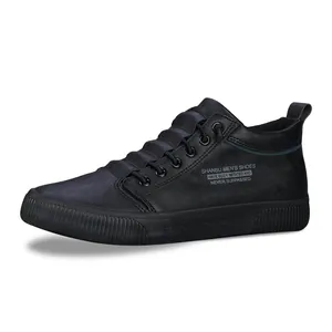 Scarpe casual da uomo alte nere eleganti con lacci elastici comodi per uso quotidiano