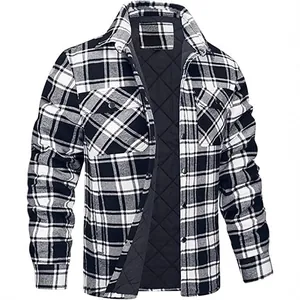 Veste à Carreaux Décontractée Homme Matelassée Rembourrée Revers Manches Longues Boutonnage Simple Coupe Décontractée Manteau Hiver