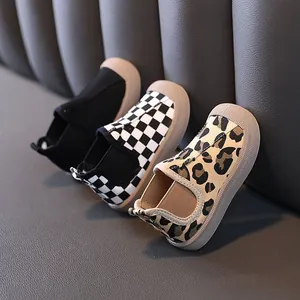 Boys Mid-Top Canvas Sneakers Kids Winter Cotton-Padded Shoes Warm Non-Slip Rubber Sole Casual Walker Shoes For Toddlers