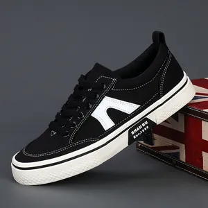 Men's Fashion Casual Canvas Shoes British Style Low Top Vulcanized Skate Shoes Breathable Non-slip Walking Sneakers For Work Daily