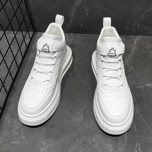 Detailed view of stylish white high-top sneakers with soft air cushion sole