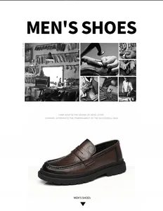 Primer plano de mocasines de hombre en cuero vacuno marrón con cómodo diseño slip-on