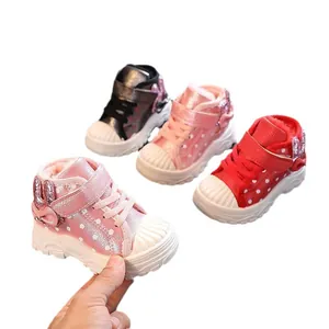 Warm fleece-lined toddler winter boots with cute bow and polka dots in multiple colors