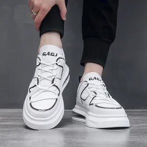 Zapatillas blancas de moda para hombre con suela de cámara de aire para diario