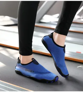 Breathable blue striped barefoot shoes for fitness, yoga and outdoor beach wading activities.