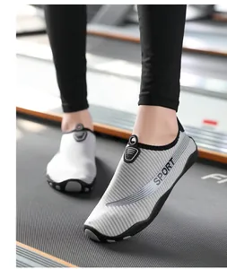 Lightweight breathable grey striped water shoes for yoga and fitness gym training