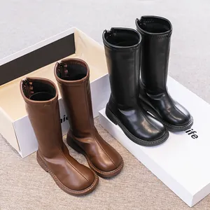 Mädchen Mode Hohe Martin Stiefel Fleece Gefüttert Warm Winter Prinzessin Stiefel Für Kinder Mädchen Reißverschluss Hinten PU Leder Stiefel