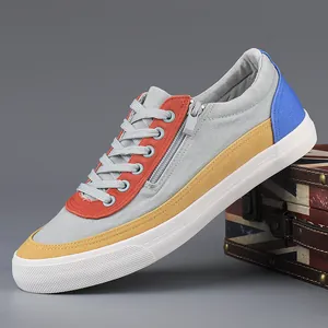 Scarpe di Tela Color Block da Uomo Sneaker Casual Basse Cerniera Laterale Scarpe Basse Comode Scarpe da Camminata