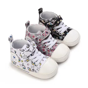 Säugling Baby Lauflernschuhe Canvas High-Top Schuhe Cartoon Einhorn Druck Weiche Gummisohle Antirutsch Kleinkind Sneaker Für Mädchen Alltag Freizeit Schuhe