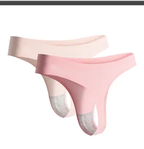 Strings confortables sans couture en soie glacée pour femmes en rose tendre et pêche