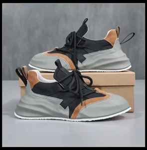 Herren-Chunky-Leder-Sneaker mit Color-Blocking und Plateausohlen-Design