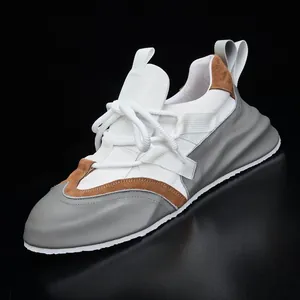 Herren Chunky Sneakers Echtes Leder Atmungsaktiv Dad Shoes Farbblock Plateau Casual Sportschuhe Größensteigernd Schuhwerk