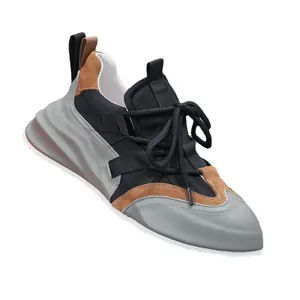 Stylische Herren-Leder-Sneaker im Colorblock-Design mit dicker Plateausohle für Sport.