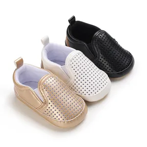 Breathable Hollow Out Baby Prewalker Shoes PU Leather Soft Sole Infant First Walker Casual Shoes For Newborn Boys Girls