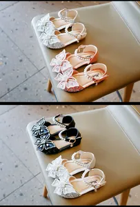 Détails de chaussures de princesse à nœuds brillants pour filles en blanc, rose et noir