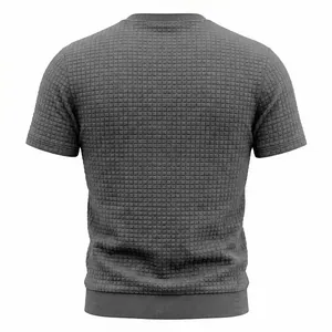Detaillierte Rückansicht des grauen Herren-T-Shirts mit Waffelstrick und Premium-Textur