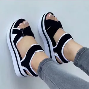 Γυναικεία Σανδάλια Πλατφόρμα Casual Παπούτσια Παραλίας Μικροΐνες Με Hook and Loop Χοντρή Σόλα Καλοκαιρινά Σανδάλια Μεγάλο Μέγεθος