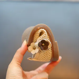 Zapatos de princesa de punto transpirable con suela blanda para bebé niña y flores