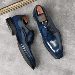 Heren Formele Zakelijke Oxford Schoenen Toplaag Rundleer Gentleman Laklook Veterschoenen Leren Schoenen Voor Bruiloft Banket