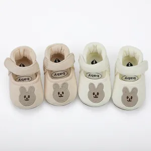 Two pairs of cute breathable non-slip baby walker shoes featuring embroidered rabbit design.