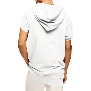 Vue arrière d'un sweat à capuche sans manches blanc surdimensionné pour hommes sport