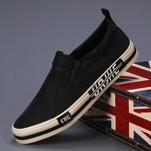 Men Casual Canvas Slip-On Shoes Fashion Breathable Loafers Comfortable Flat Vulcanized Board Shoes For Men Black Khaki Green
