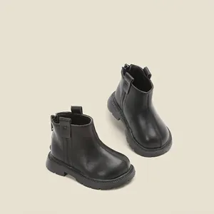 Stivali Martin per Bambini Unisex Pelle in Microfibra Suola in Gomma Antiscivolo Traspirante Stile Inglese Scarpe Primi Passi