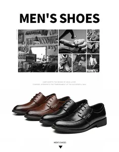 Elegant men's leather dress shoes in black and brown with hand-grab texture details
