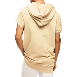 Vue arrière du sweat à capuche sans manches beige pour homme, coupe décontractée