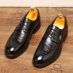 Men Business Dress Shoes British Style Microfiber Leather Hand-Grabbed Texture Lace-Up Formal Wedding Shoes Office Footwear
