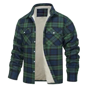 Giacca scozzese da uomo con calda fodera in peluche e colletto a revers classico moda