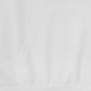 Close-up detail of the kangaroo pocket and hem on a white men's vest