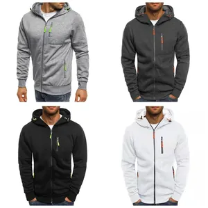 Veste à Capuche Zippée Sportive pour Hommes Sweat-shirt Décontracté à Manches Longues avec Poches en Coton Vêtements Sport