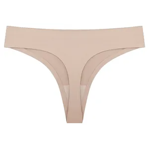 Seamless nude ice silk thong for women sports fitness low waist invisible panties