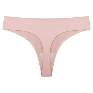 Seamless ice silk thong for women, breathable low waist sports fitness underwear