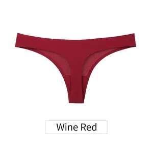 Perizoma invisibile rosso vino in seta di ghiaccio, intimo sportivo a vita bassa