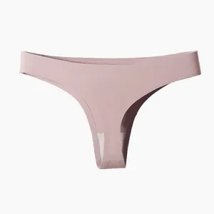 Perizoma da donna in seta di ghiaccio senza cuciture rosa polvere, slip a vita bassa invisibili