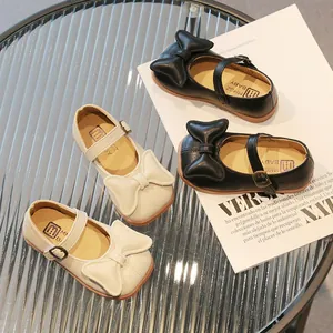 Toddler Girls Mary Jane Shoes Bowknot Square Toe Princess Flat Shoes Retro Soft Sole PU Leather Single Shoes For Kids